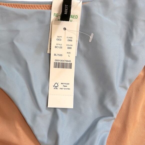 J.Crew Light Blue Cheeky Curved Waist Bikini Bottom, Women’s Size L - Picture 4 of 5
